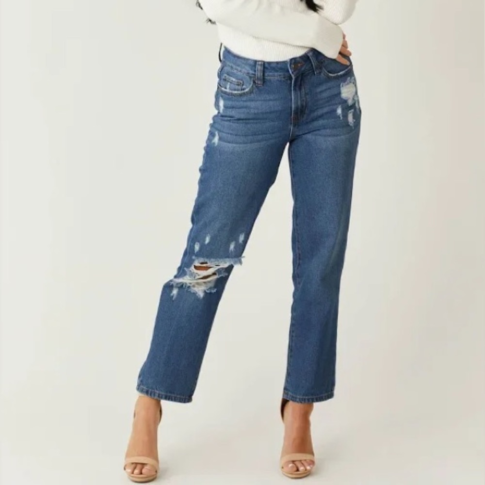 Rewash High Rise Straight Ankle Jeans